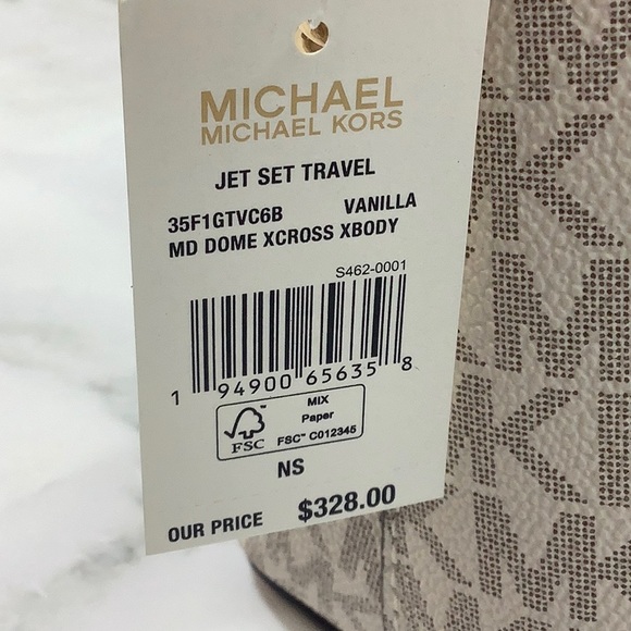 NWT Michael Kors Jet Set Medium Crossbody Leather Handbag (VANILLA) - Picture 6 of 6